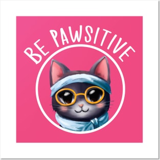 Stay Pawsitive Shirt, Be Pawsitive Shirt, Cat Positivity Shirt, Sarcastic Cat Shirt, cute paw t-shirt, Pawsitive Catitude, Funny Cat Lady Gift, Cat Mom Shirt Gift, Nerd Cat Shirt, Funny Nerdy Cat, Cute Nerd Cat Shirt, Cute Nerd Shirt, Cat Owner Gift Tee Posters and Art